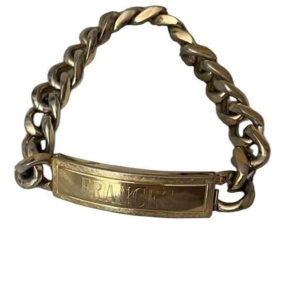 Vintage Speidel Vintage Men's Gold Tone ID Bracelet 1980s Engraved